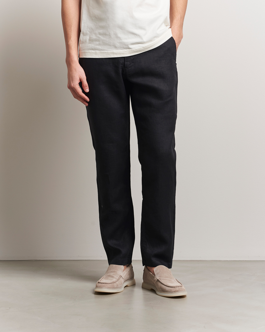 Homme | Pantalons | GANT | Relaxed Linen Drawstring Pants Black