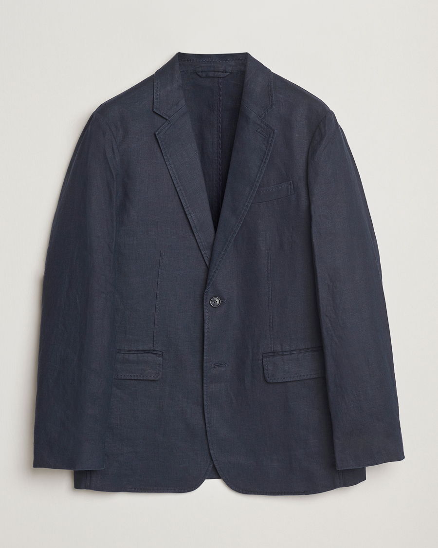 Homme | Blazers | GANT | Slim Fit Garment Dyed Linen Blazer Evening Blue