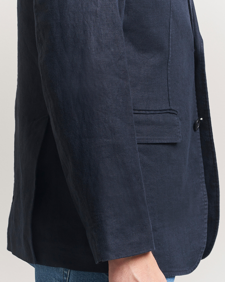 Homme | Blazers | GANT | Slim Fit Garment Dyed Linen Blazer Evening Blue