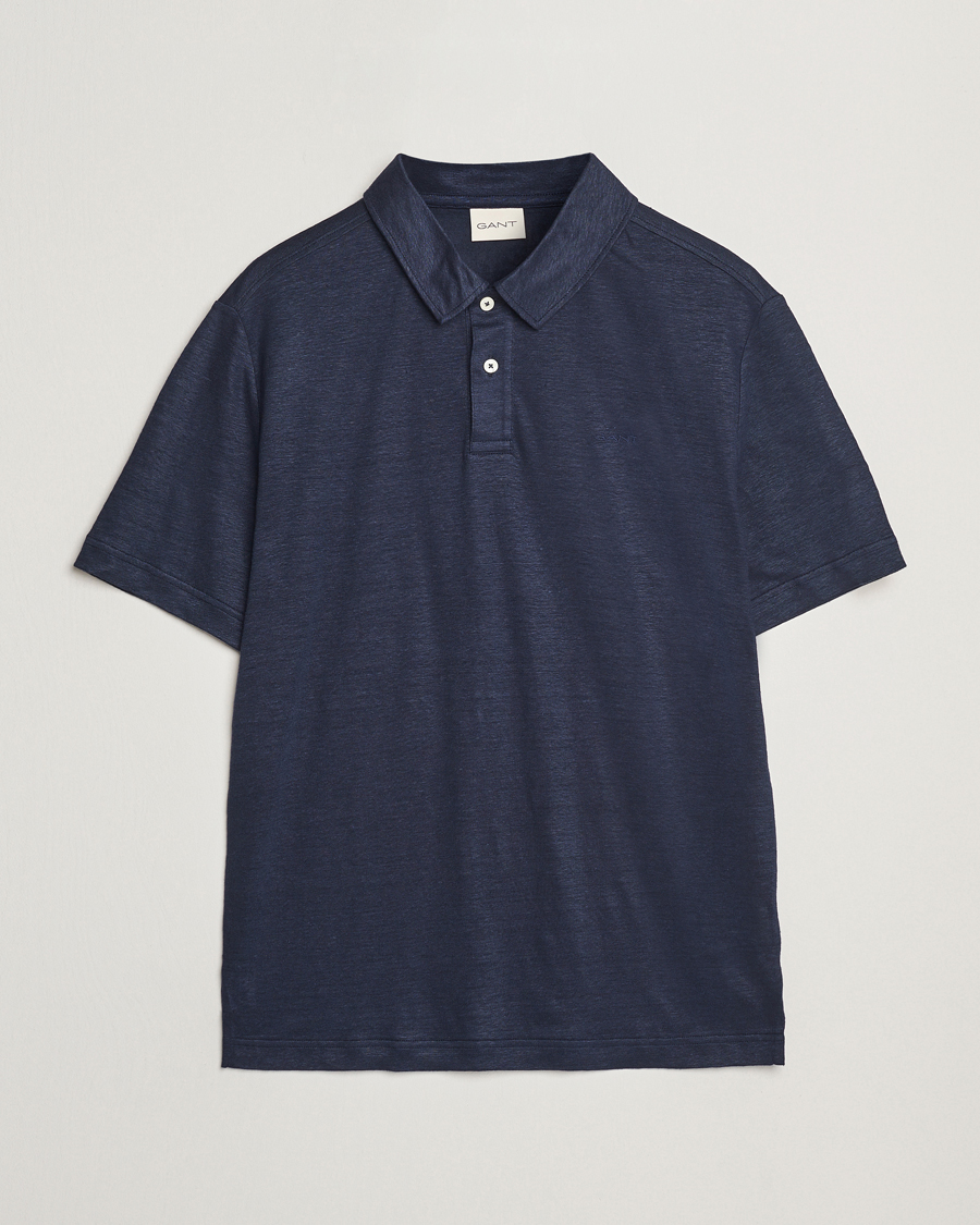Homme | Polos | Gant | Linen Polo Evening Blue