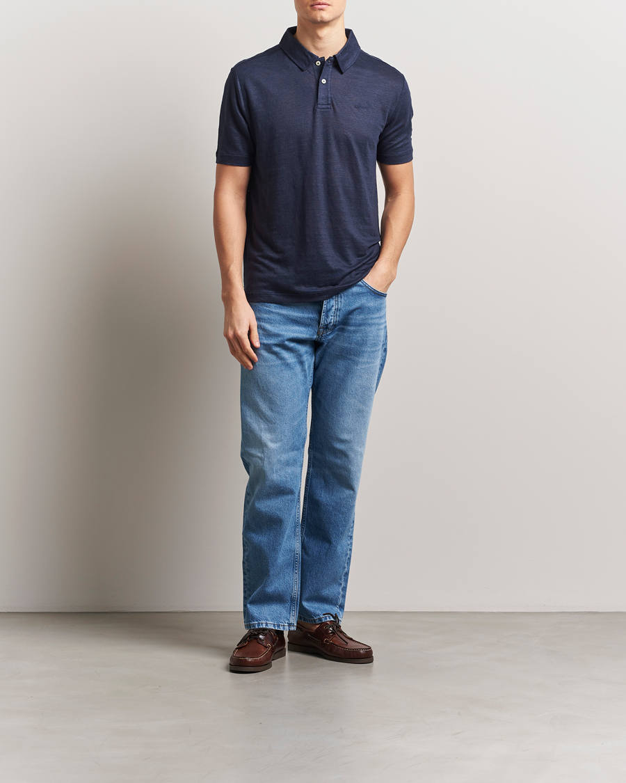 Homme | Polos | Gant | Linen Polo Evening Blue