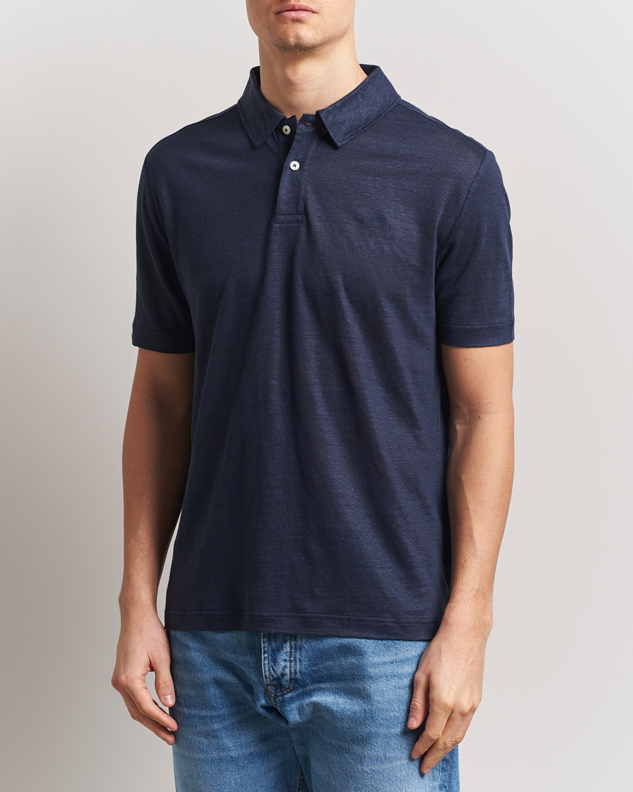 Homme | Polos | Gant | Linen Polo Evening Blue