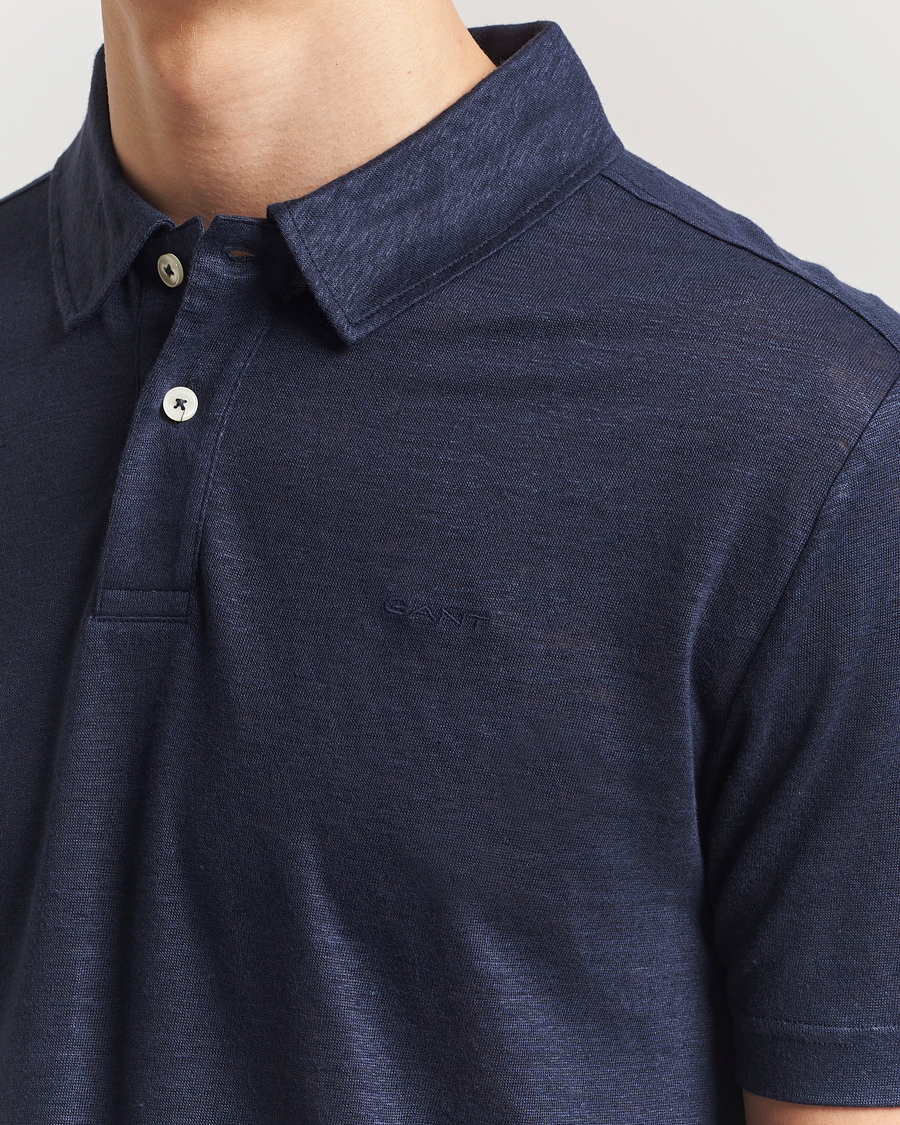 Homme | Polos | GANT | Linen Polo Evening Blue