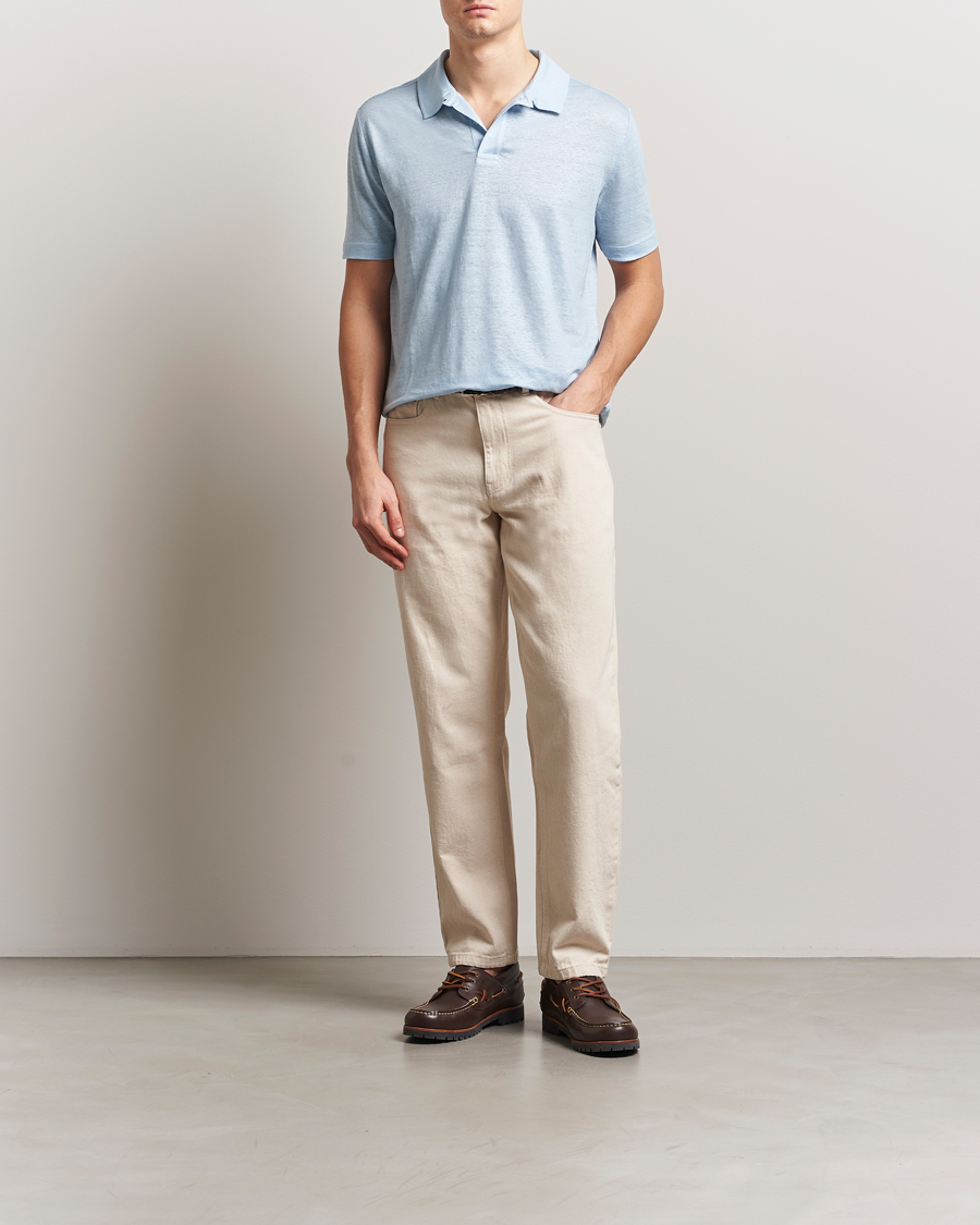 Homme | Polos | GANT | Linen Polo Fresh Blue