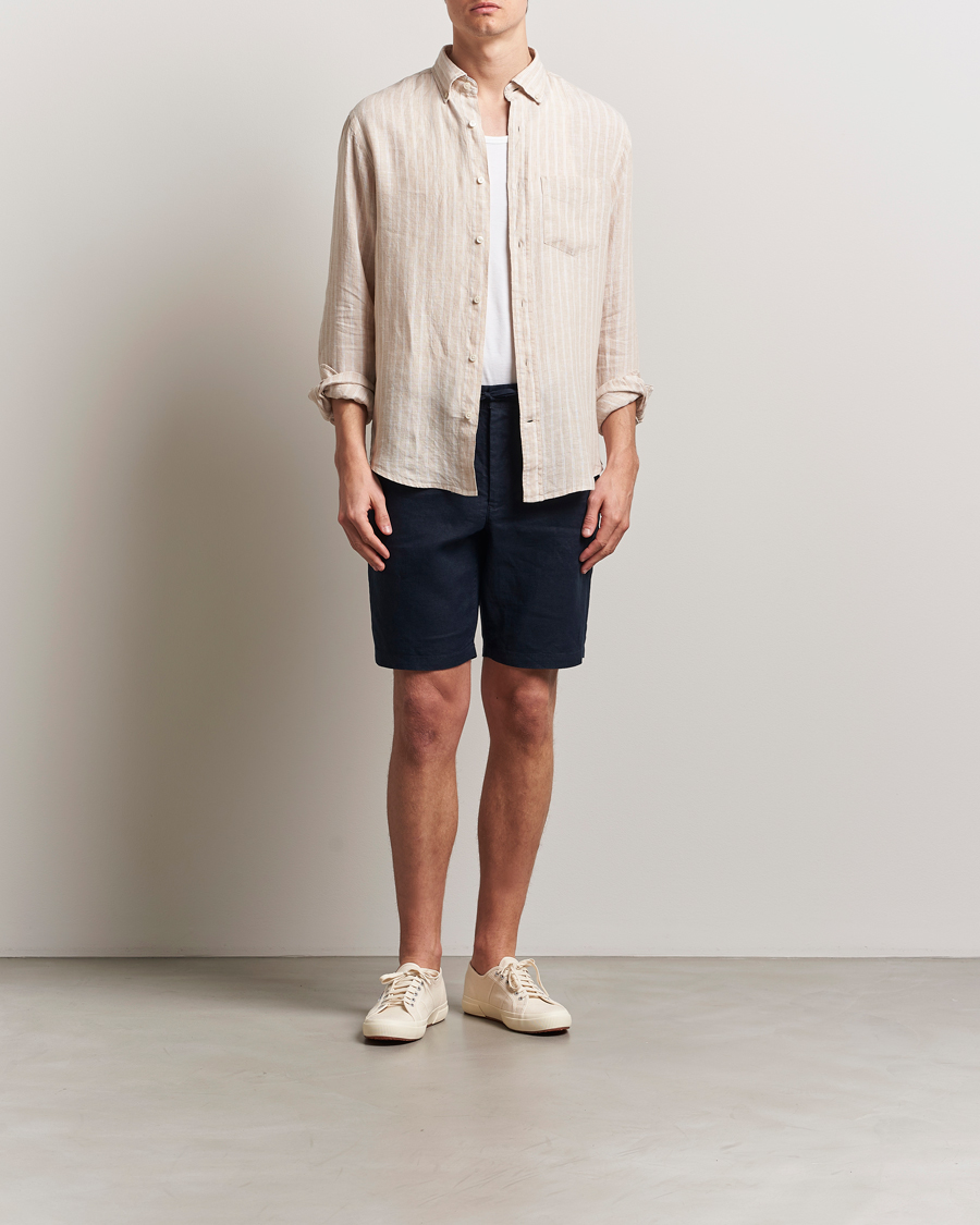 Homme | Shorts | GANT | Relaxed Linen Drawstring Shorts Evening Blue