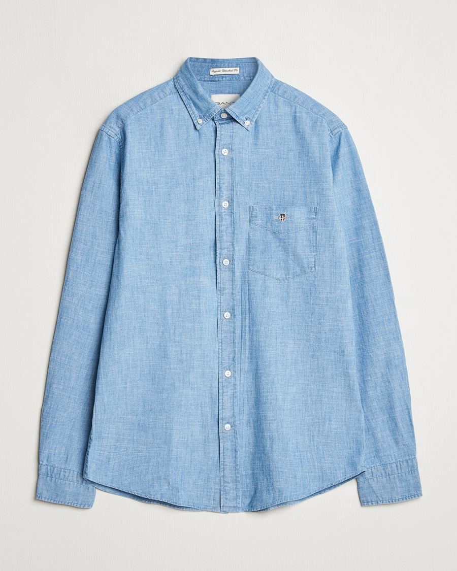 Homme | Chemises | GANT | Regular Fit Chambray Shirt Light Blue