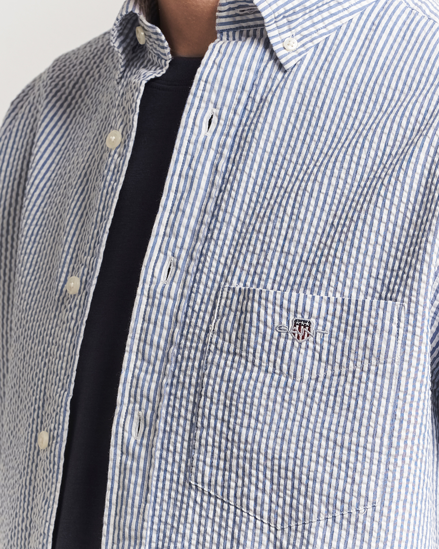 Homme | Chemises | GANT | Regular Fit Striped Seersucker Shirt Rich Blue