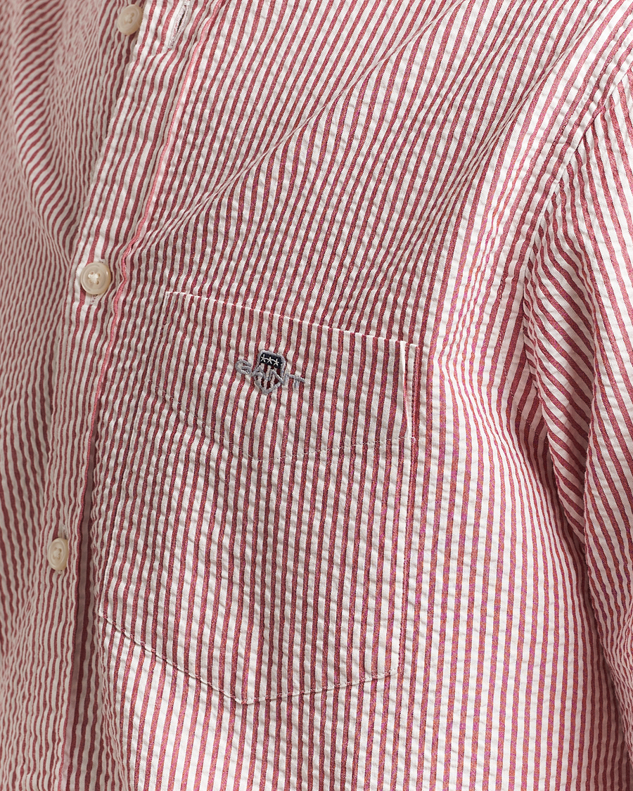Homme | Chemises | GANT | Regular Fit Striped Seersucker Shirt Ruby Red