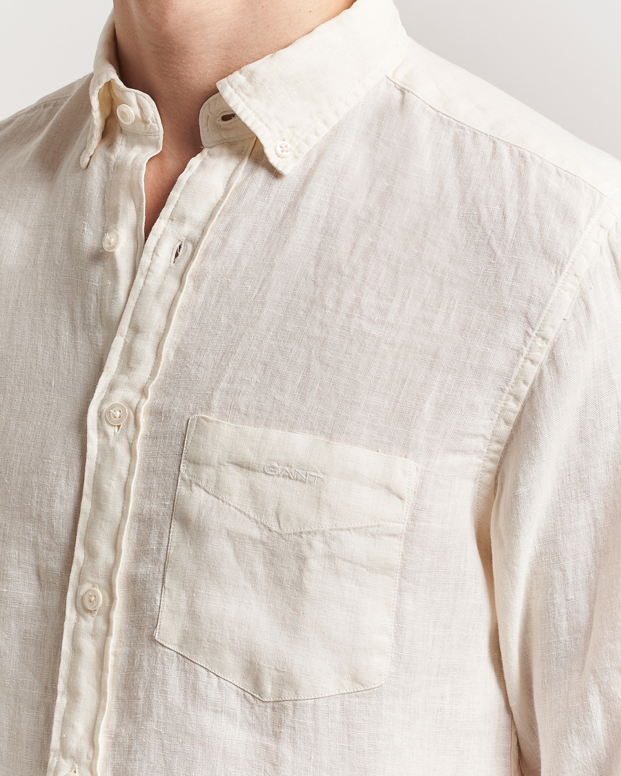 Homme | Chemises | GANT | Regular Fit Garment Dyed Linen Shirt Cream