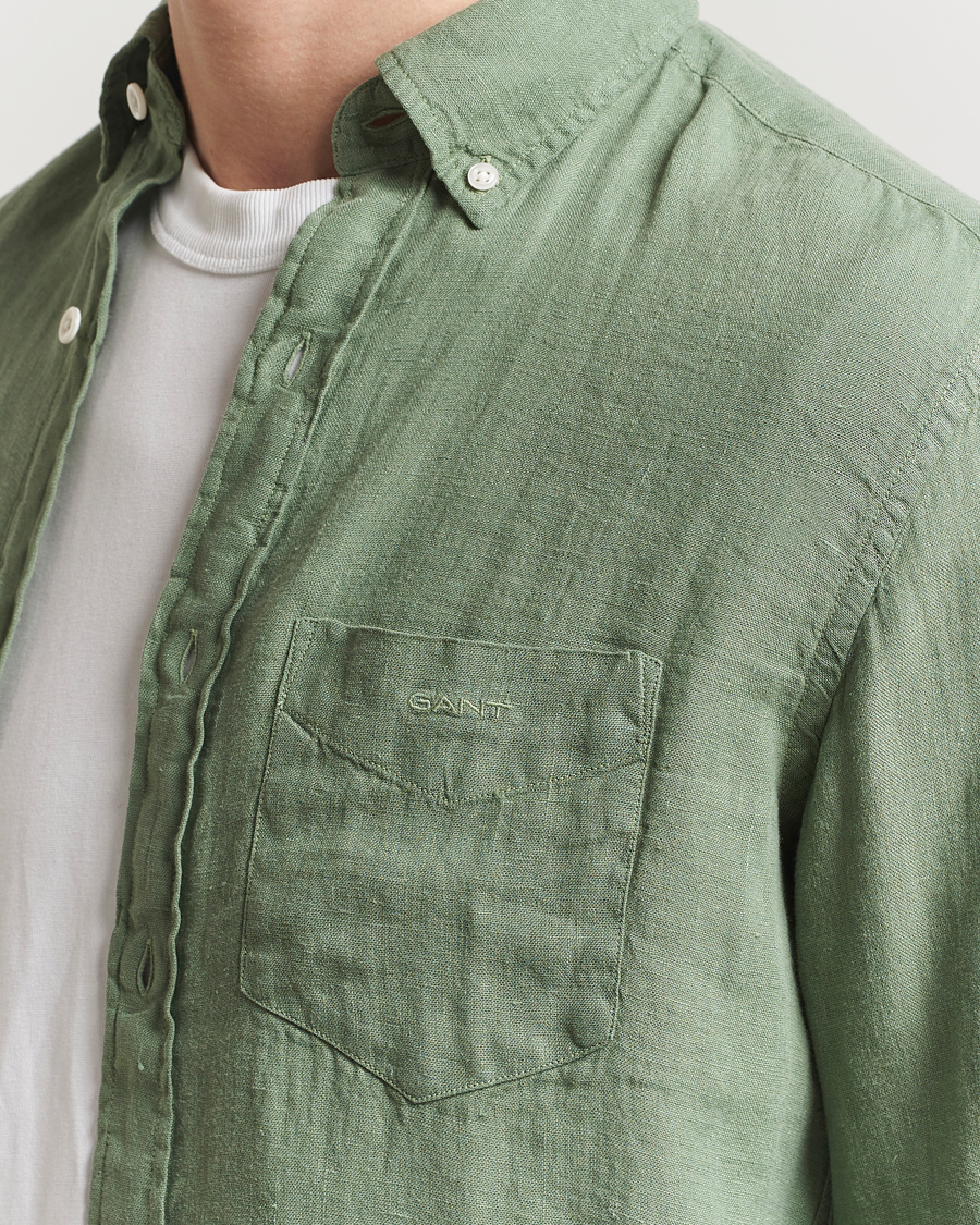 Homme | Chemises | GANT | Regular Fit Garment Dyed Linen Shirt Kalamata Green