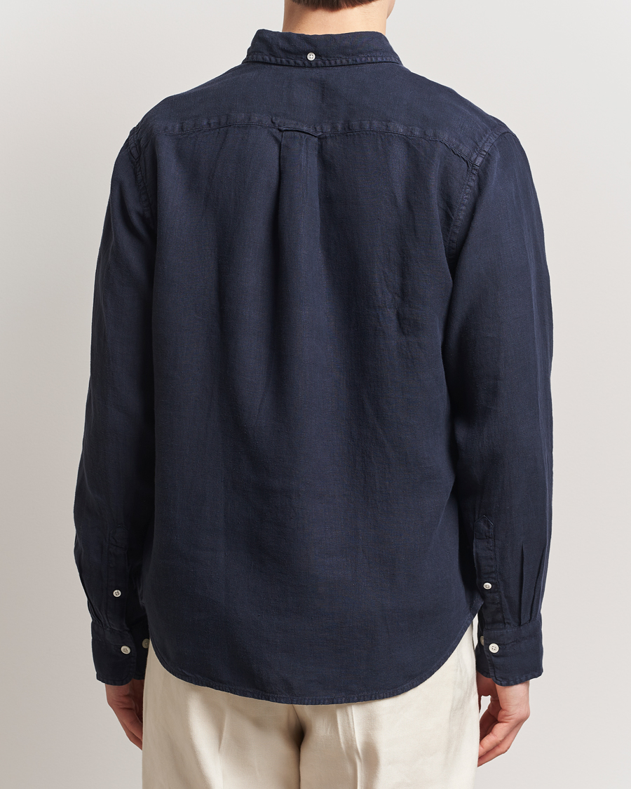 Homme | Chemises | GANT | Regular Fit Garment Dyed Linen Shirt Evening Blue