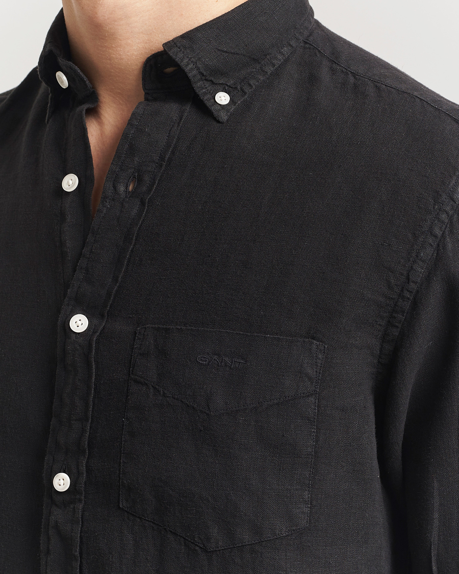 Homme | Chemises | Gant | Regular Fit Garment Dyed Linen Shirt Black