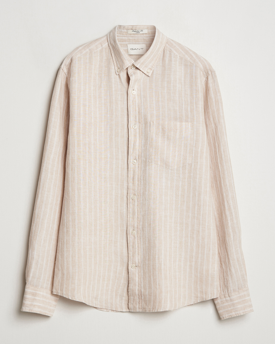 Homme | Chemises | GANT | Regular Fit Linen Striped Shirt Dry Sand