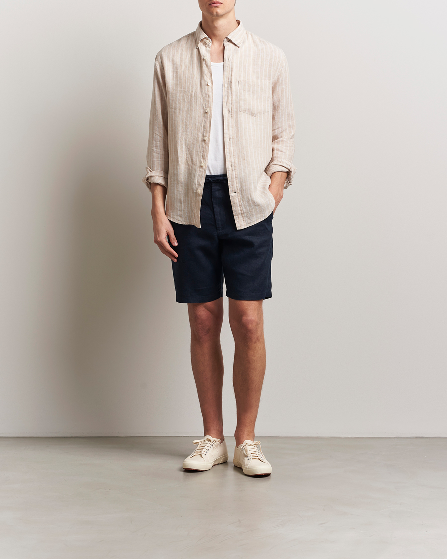 Homme | Chemises | GANT | Regular Fit Linen Striped Shirt Dry Sand