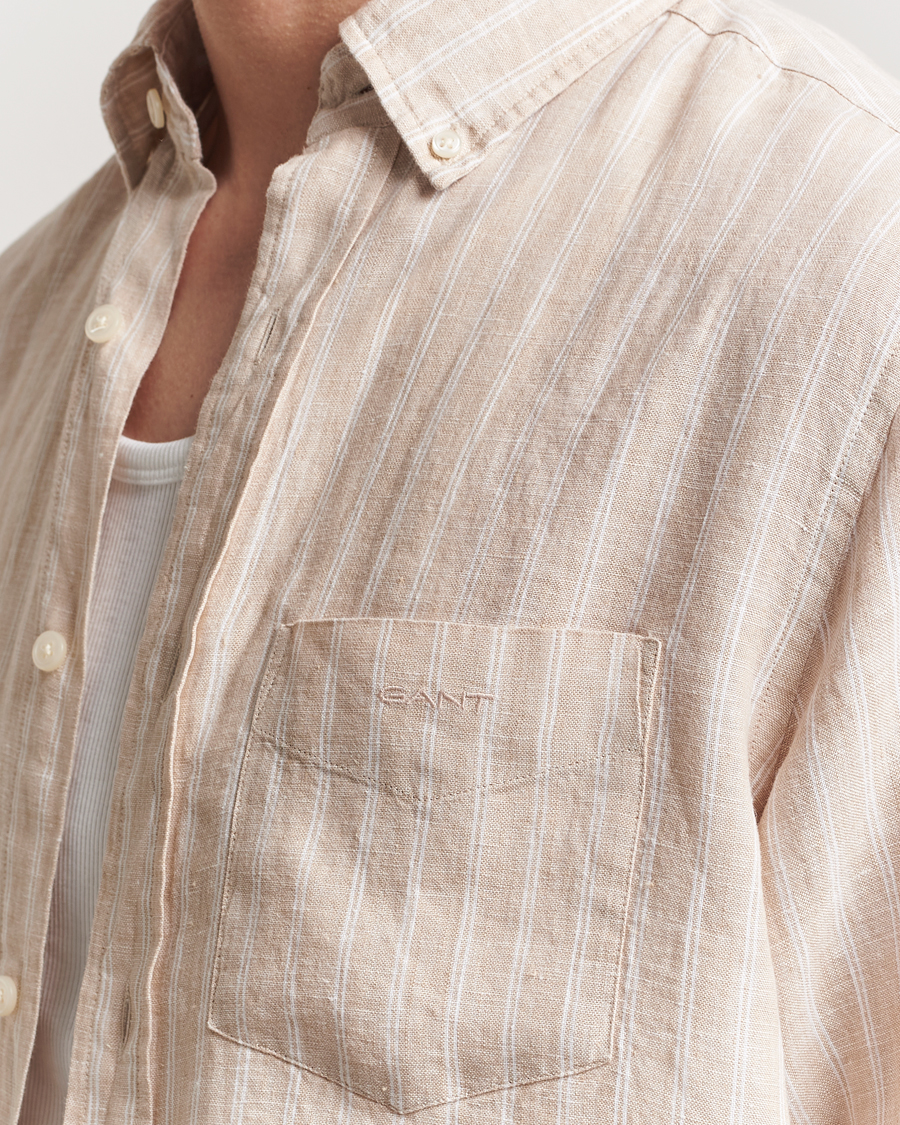 Homme | Chemises | GANT | Regular Fit Linen Striped Shirt Dry Sand
