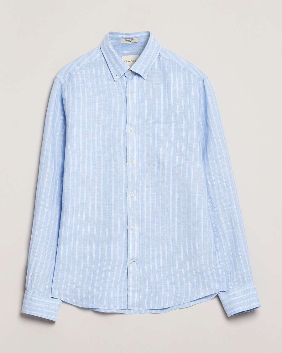 Homme | Chemises | GANT | Regular Fit Linen Striped Shirt Capri Blue