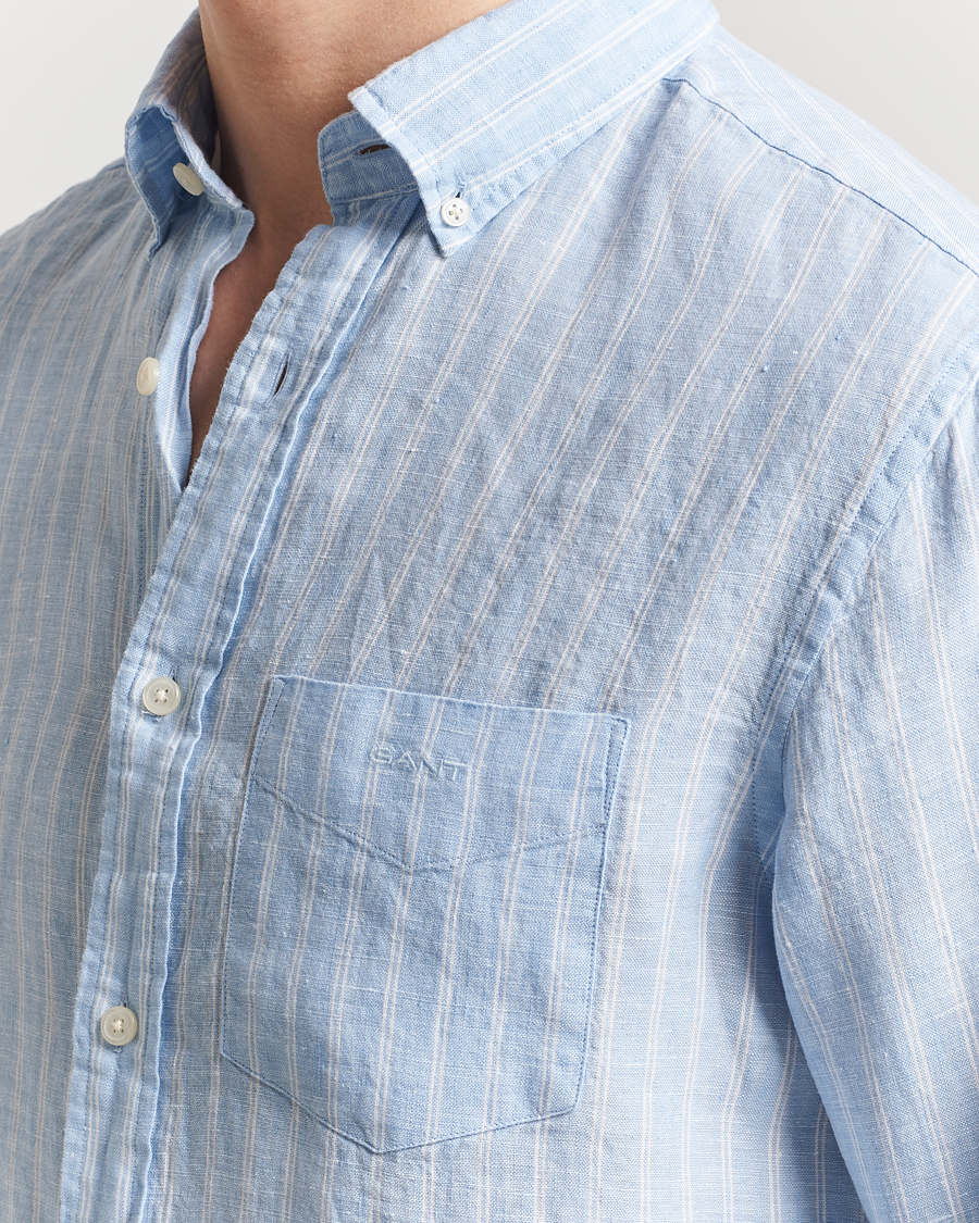 Homme | Chemises | GANT | Regular Fit Linen Striped Shirt Capri Blue