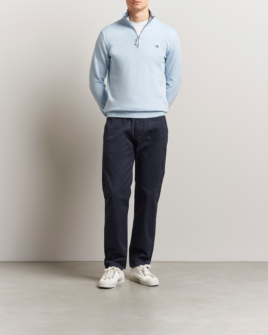 Homme | Pulls Et Tricots | GANT | Classic Cotton Half Zip Fresh Blue