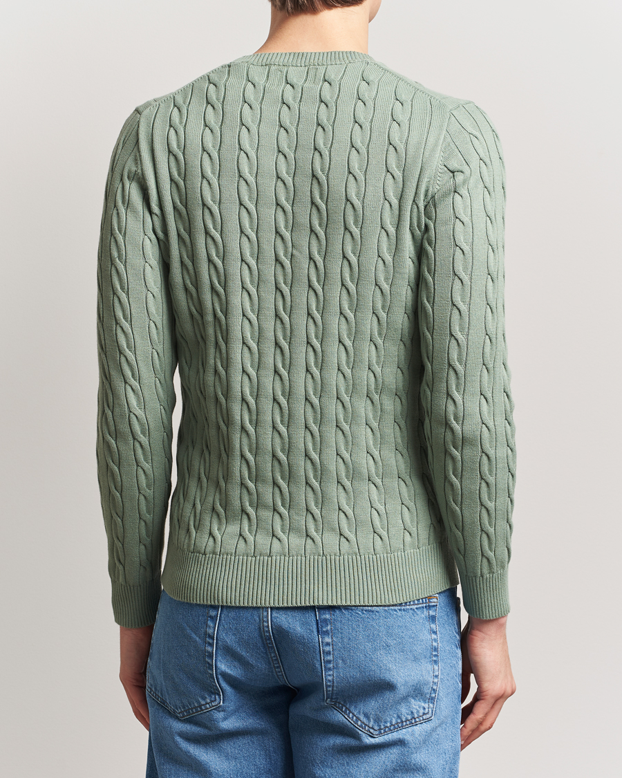 Homme | Pulls Et Tricots | GANT | Cotton Cable Crew Neck Pullover Kalamata Green