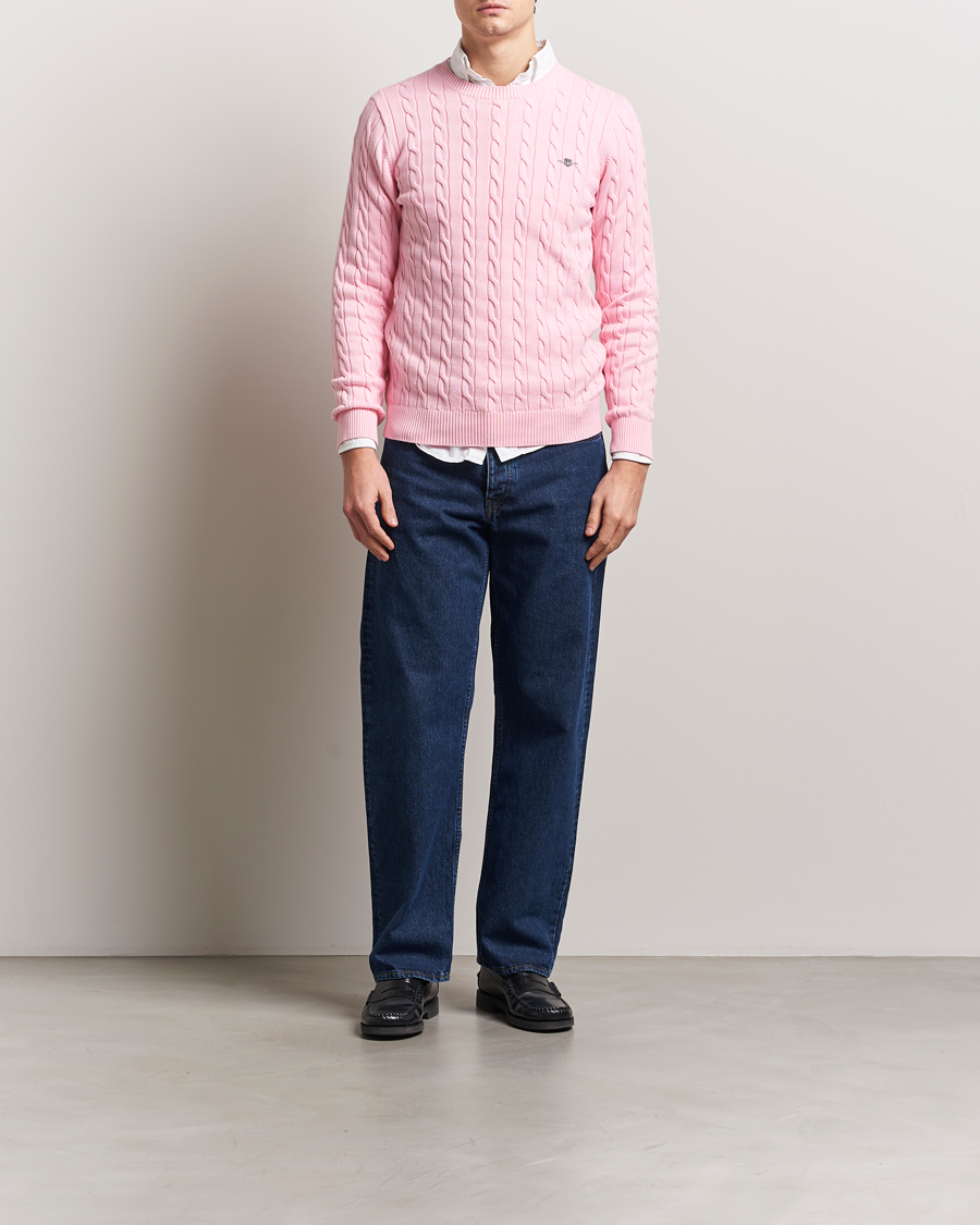 Homme | Pulls Et Tricots | GANT | Cotton Cable Crew Neck Pullover California Pink