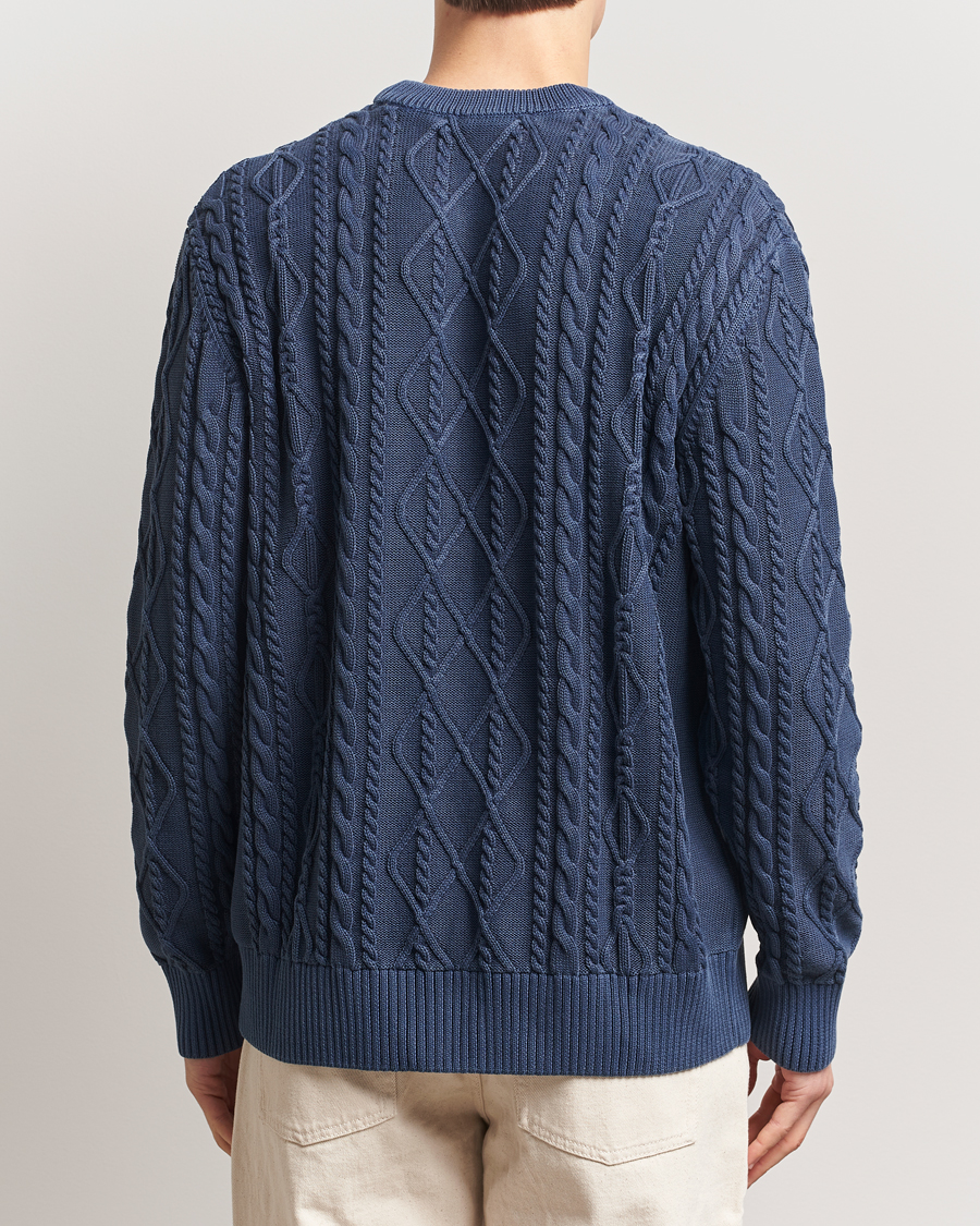 Homme | Pulls Et Tricots | GANT | Aran Cable Knitted Sweater Evening Blue