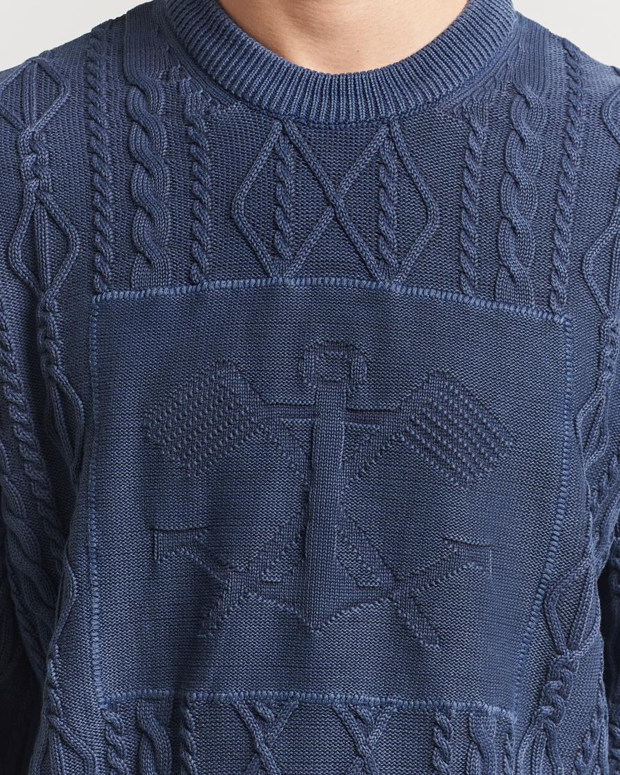Homme | Pulls Et Tricots | GANT | Aran Cable Knitted Sweater Evening Blue