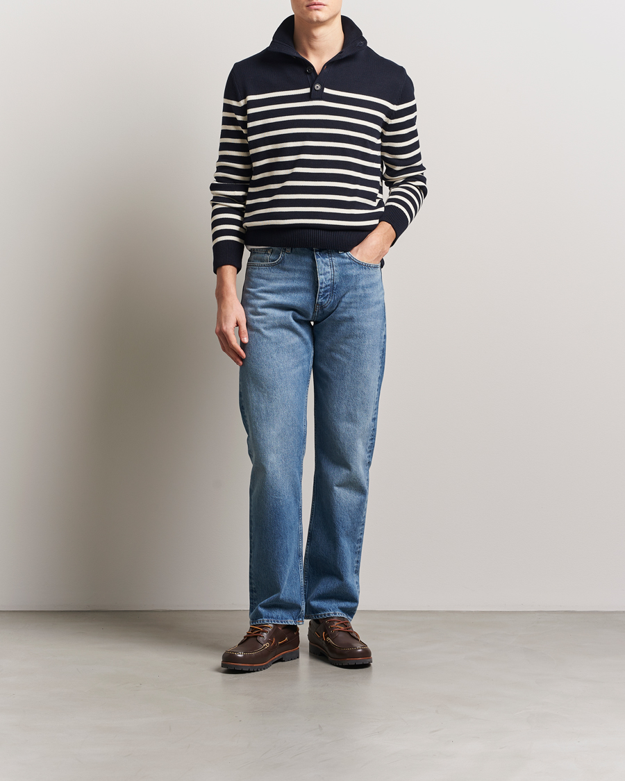 Homme | Pulls Et Tricots | GANT | Cotton Striped Knitted Sweater Evening Blue