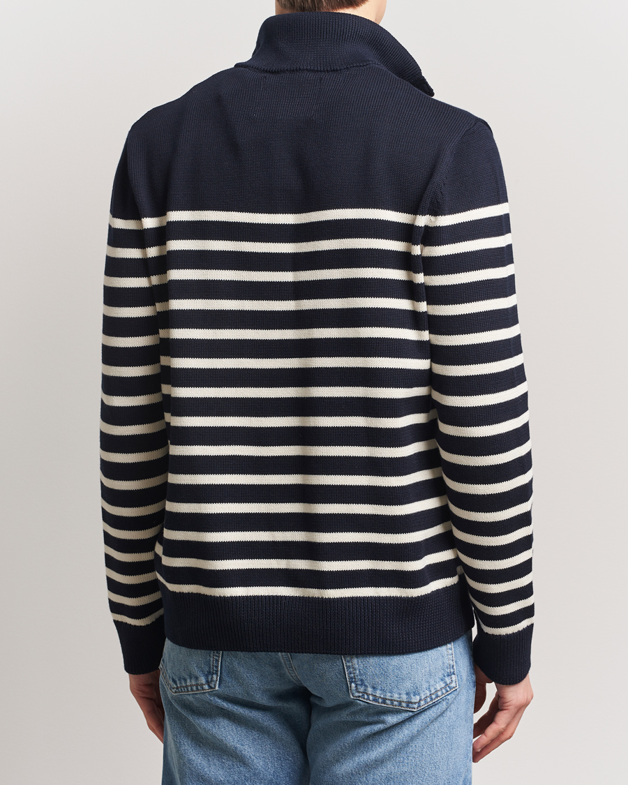 Homme | Pulls Et Tricots | GANT | Cotton Striped Knitted Sweater Evening Blue