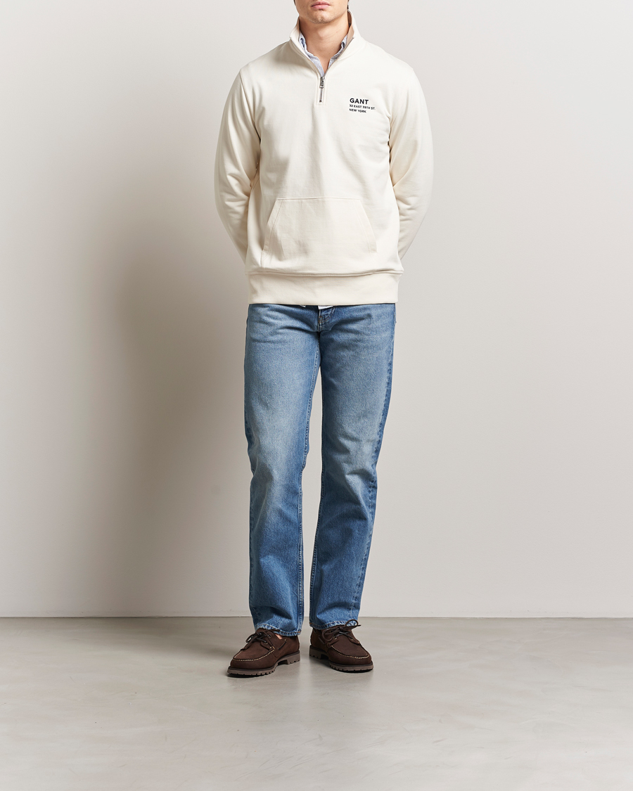 Homme | Pulls Et Tricots | GANT | Script Graphic Half Zip Sweater Cream