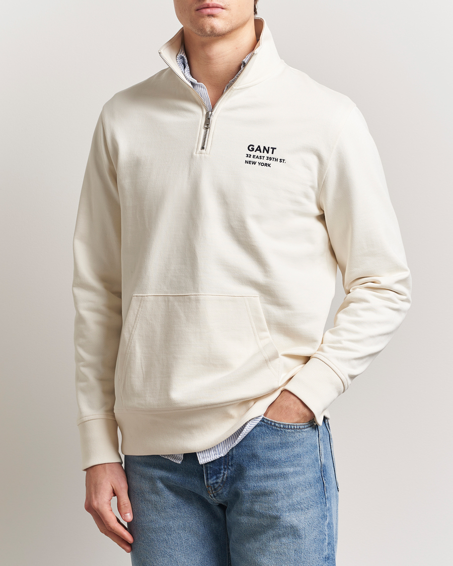 Homme | Pulls Et Tricots | GANT | Script Graphic Half Zip Sweater Cream