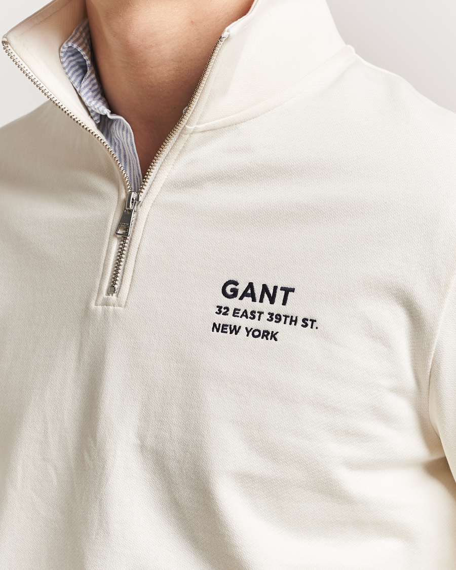 Homme | Pulls Et Tricots | GANT | Script Graphic Half Zip Sweater Cream