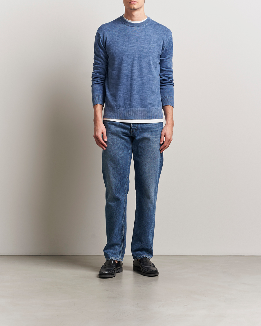 Homme | Pulls Et Tricots | GANT | Sunfaded Crew Neck Sweater Persian Blue