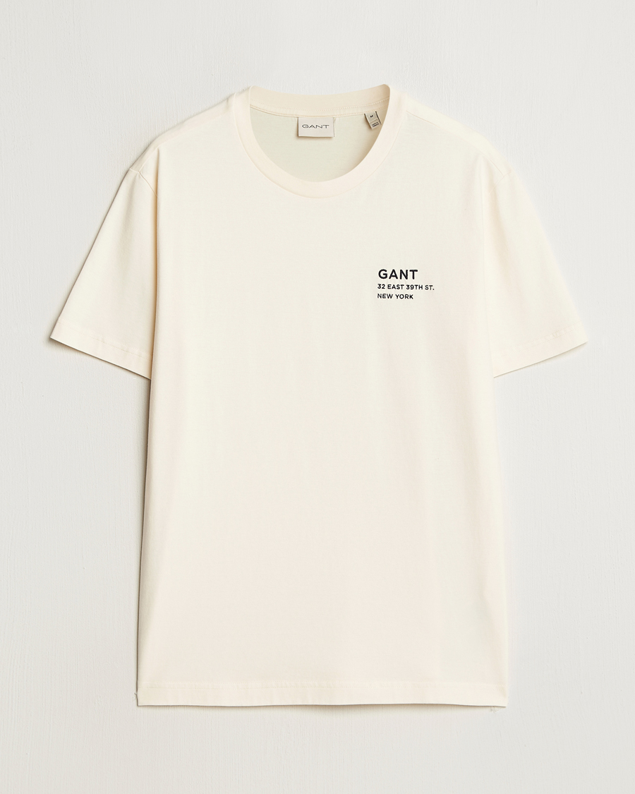 Homme | T-shirts | GANT | Small Graphic Crew Neck T-Shirt Cream