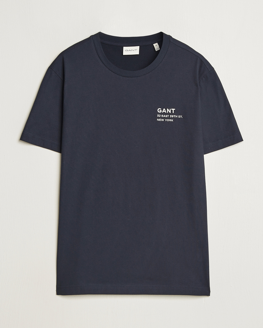 Homme | T-shirts | GANT | Small Graphic Crew Neck T-Shirt Evening Blue