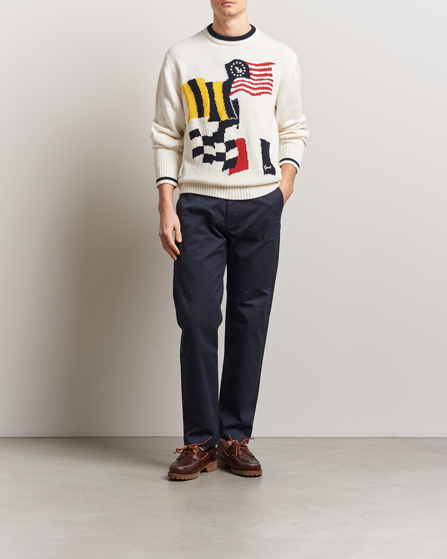 Homme | Pulls Et Tricots | GANT | Flag Intarsia Knitted Sweater Eggshell