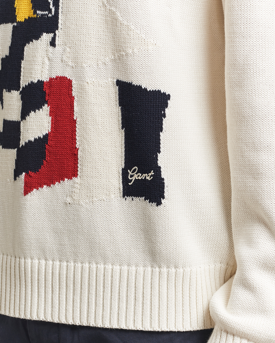 Homme | Pulls Et Tricots | GANT | Flag Intarsia Knitted Sweater Eggshell