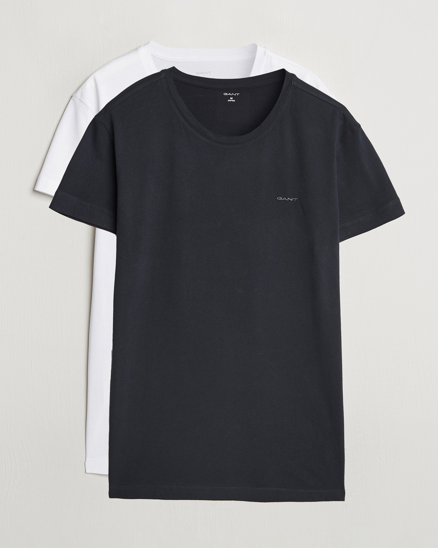 Homme | T-shirts | Gant | 2-Pack Crew Neck T-Shirt Black/White