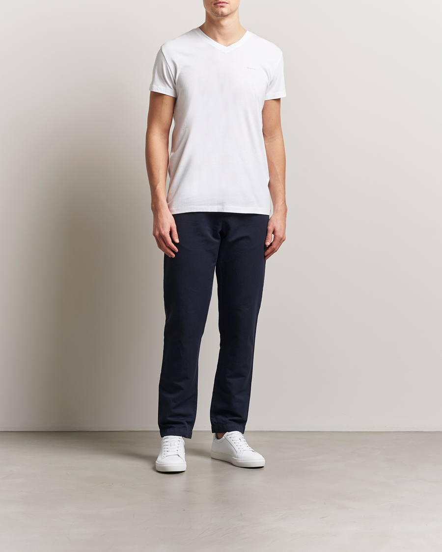 Homme | T-shirts | GANT | 2-Pack V-Neck T-shirt Navy/White