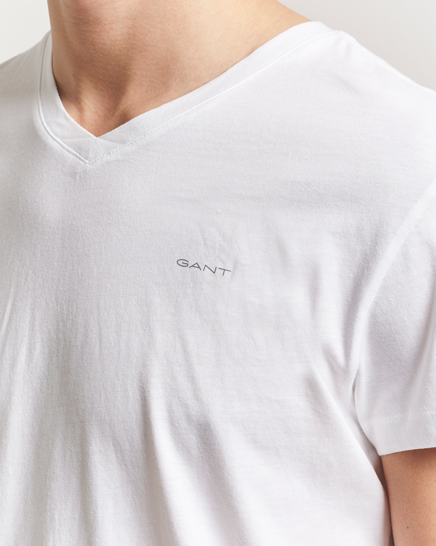 Homme | T-shirts | GANT | 2-Pack V-Neck T-shirt Navy/White