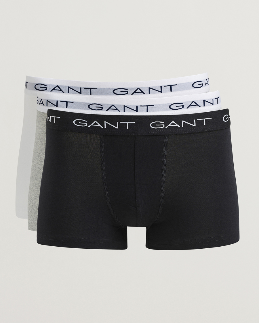 Homme | Sous-Vêtements Et Chaussettes | GANT | 3-Pack Trunks Light Grey Melange/Black/White