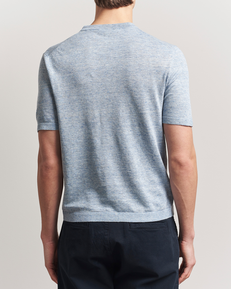 Homme | T-shirts | Altea | Cotton/Linen Short Sleeve T-Shirt Light Blue