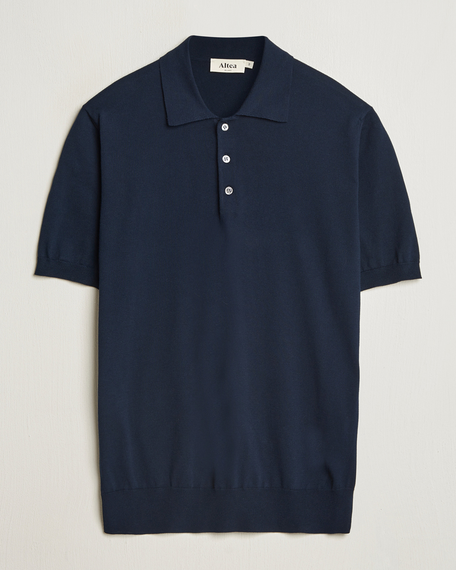 Homme | Polos | Altea | Short Sleeve Cotton Polo Navy