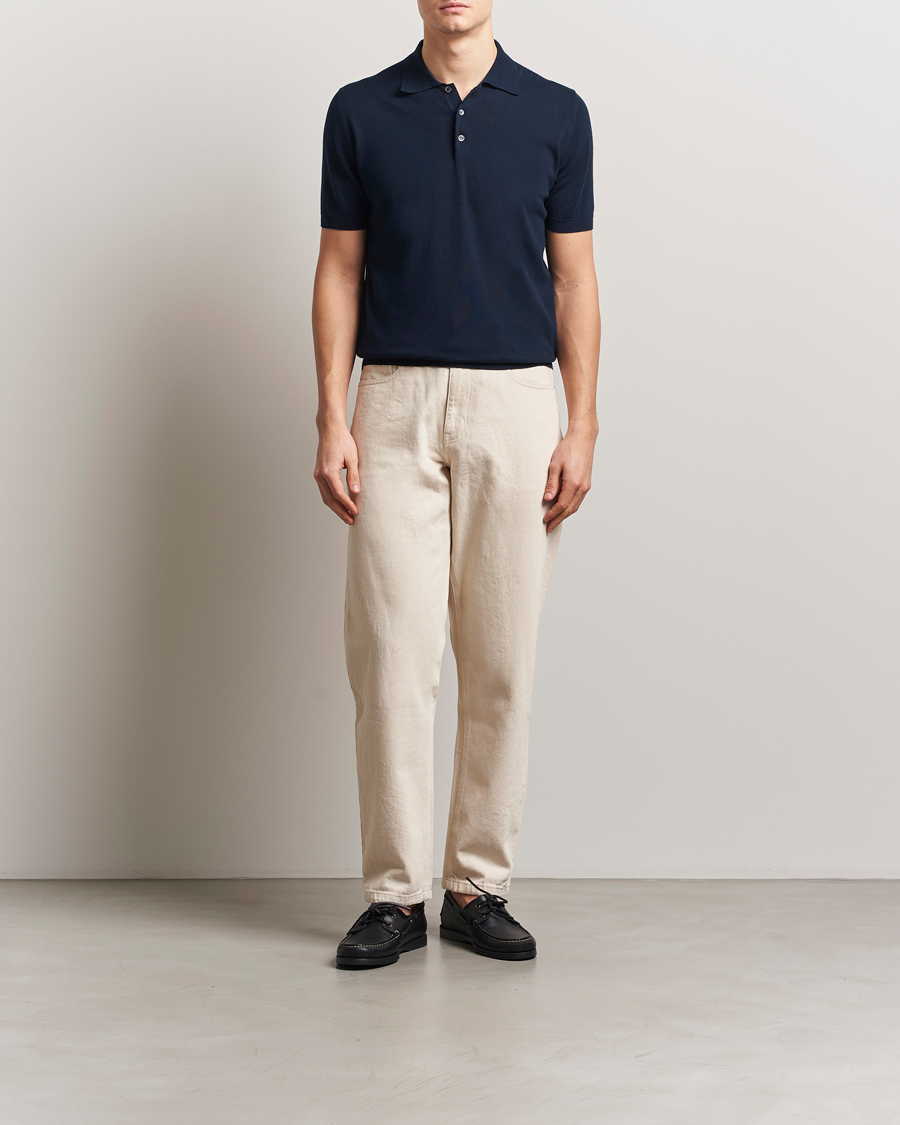 Homme | Polos | Altea | Short Sleeve Cotton Polo Navy