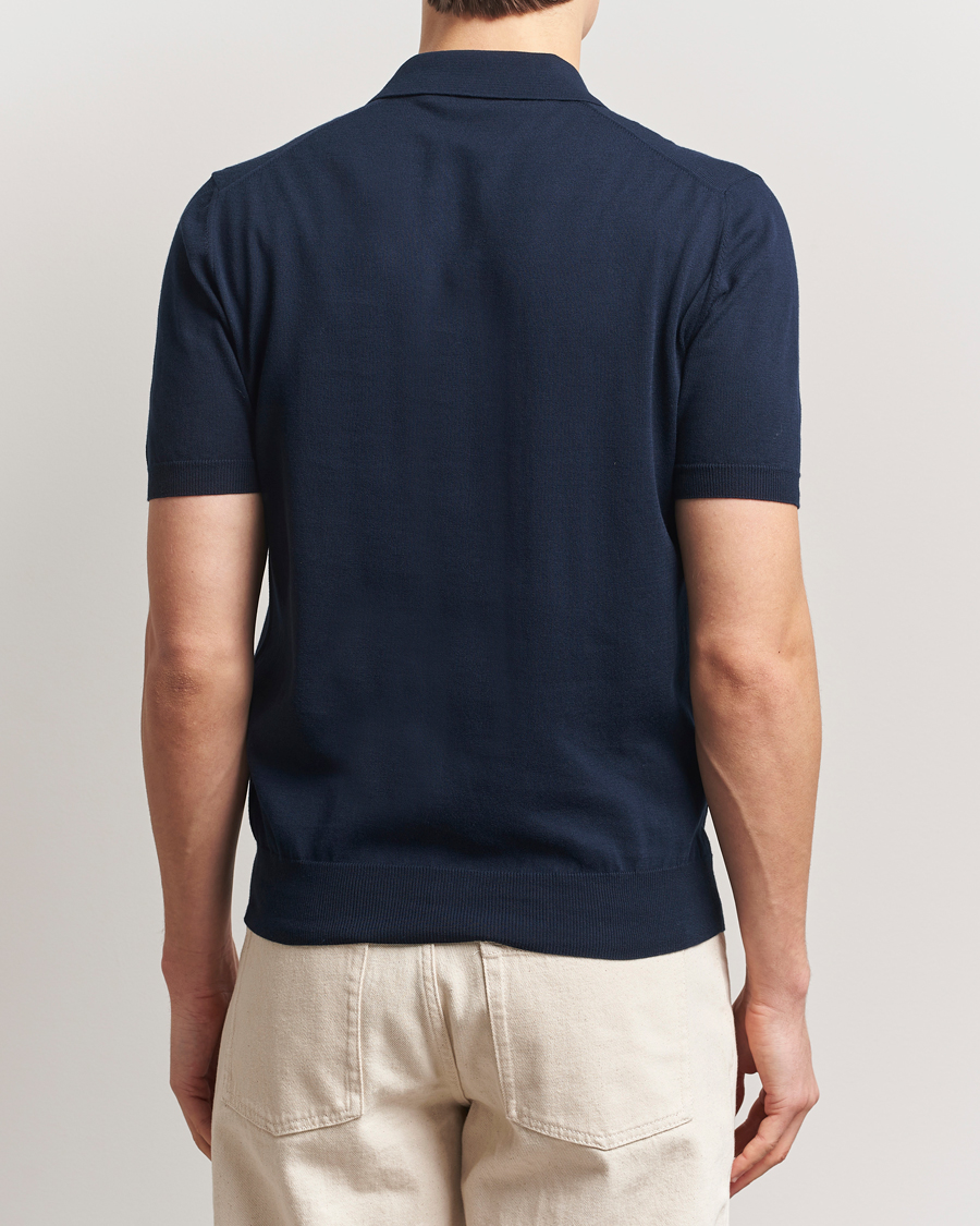 Homme | Polos | Altea | Short Sleeve Cotton Polo Navy