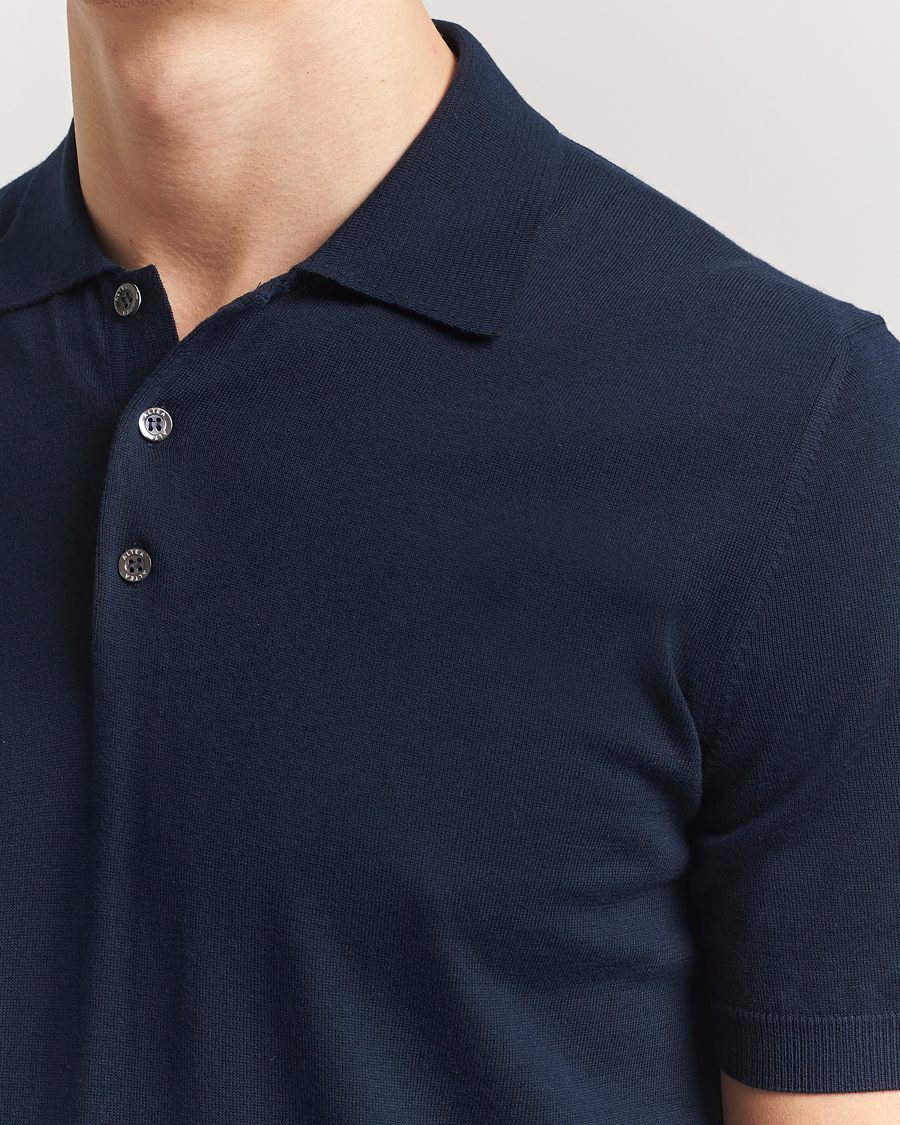 Homme | Polos | Altea | Short Sleeve Cotton Polo Navy