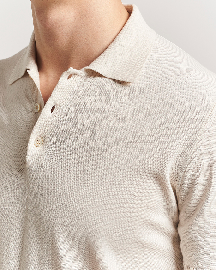 Homme | Polos | Altea | Short Sleeve Cotton Polo Off White