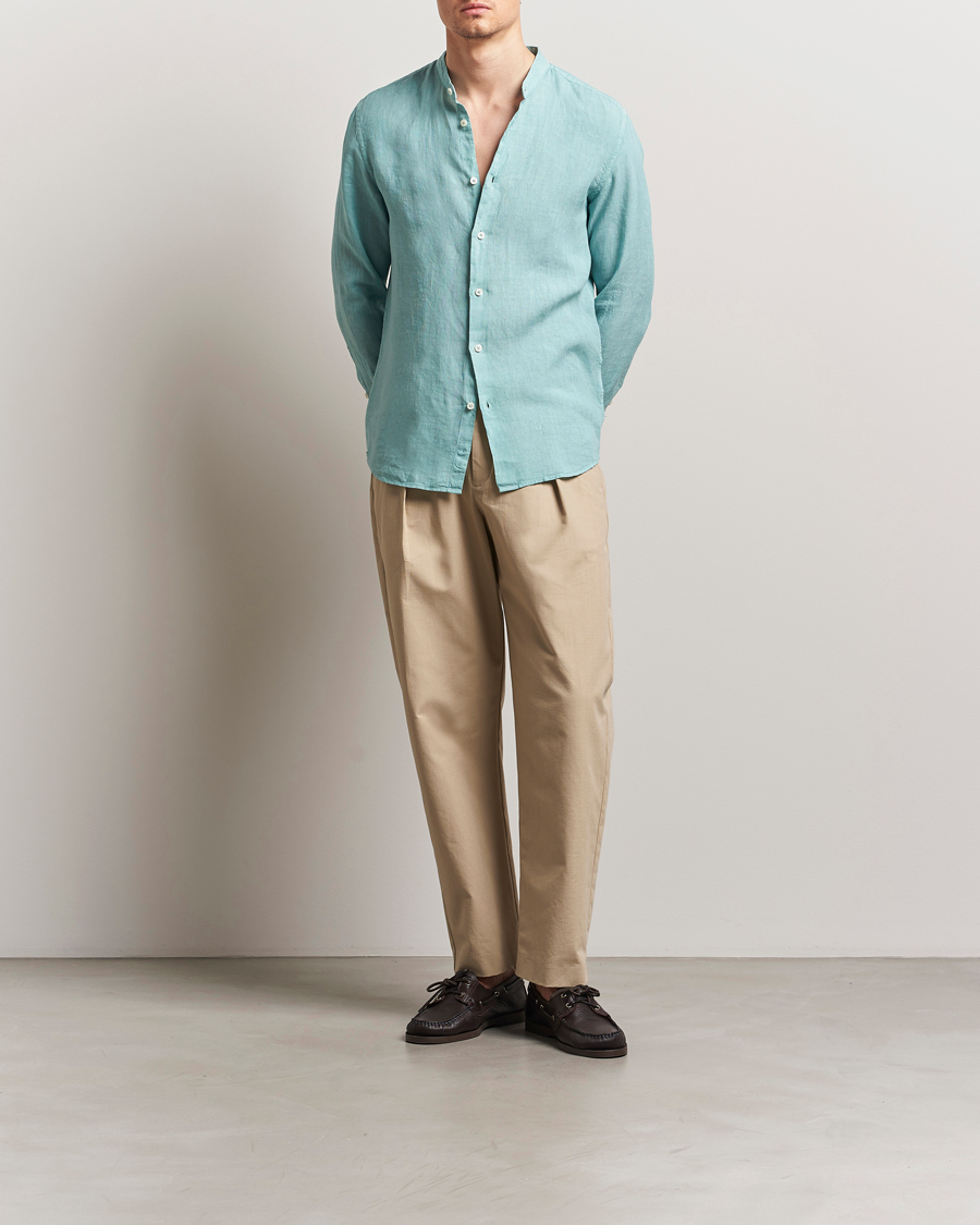 Homme | Chemises | Altea | Linen Guru Collar Shirt Azzurro