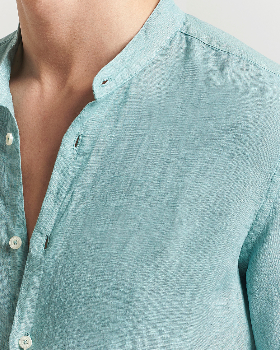 Homme | Chemises | Altea | Linen Guru Collar Shirt Azzurro