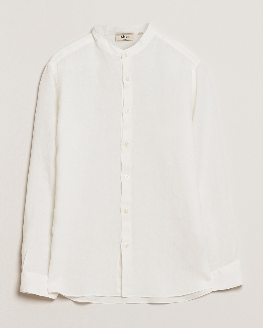 Homme | Chemises | Altea | Linen Guru Collar Shirt White
