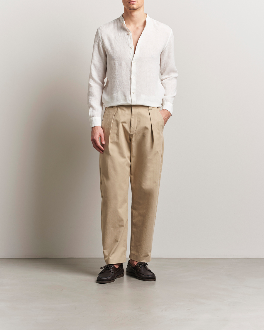 Homme | Chemises | Altea | Linen Guru Collar Shirt White